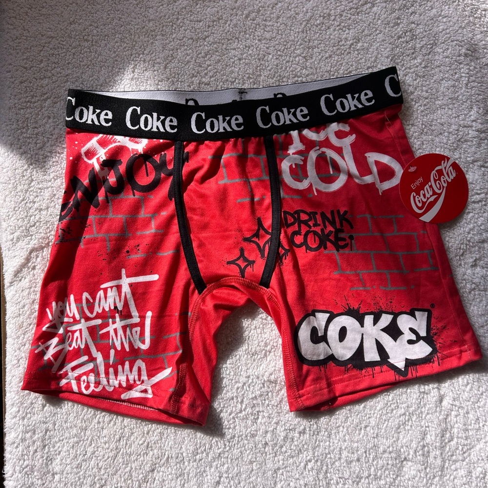 Coca Cola Red and White Boxer Briefs M NWT